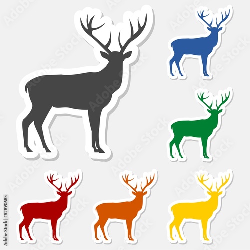 Fototapeta Naklejka Na Ścianę i Meble -  Deer sticker with long shadow set
