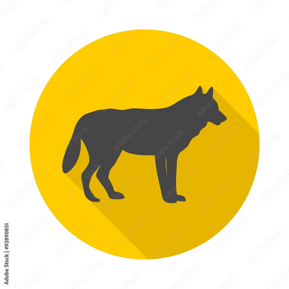 Obraz premium Wolf icon with long shadow