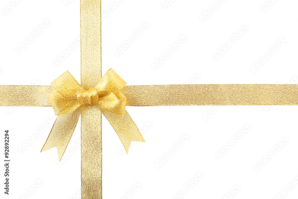 Yellow silk ribbon bow isolated on white Yellow silk ribbon bow isolated on white