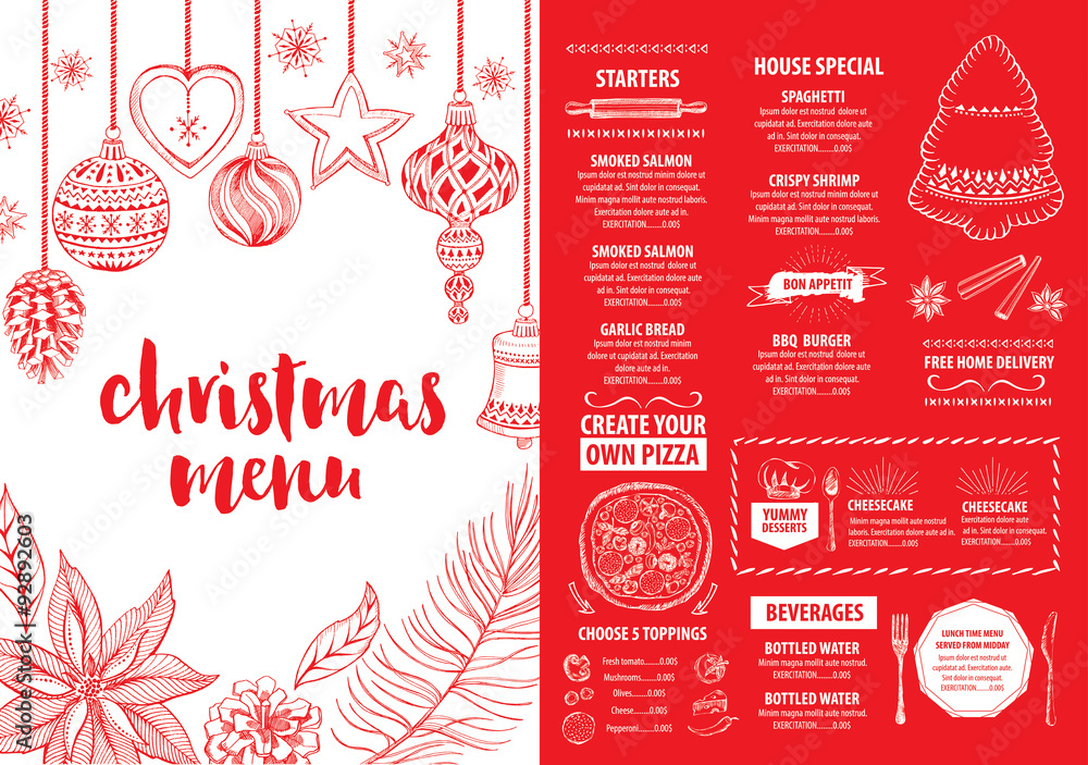 Christmas party invitation restaurant. Food flyer. Christmas party invitation restaurant. Food flyer.