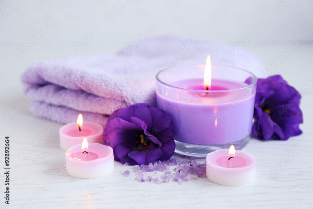 Beautiful spa composition on wooden table Beautiful spa composition on wooden table