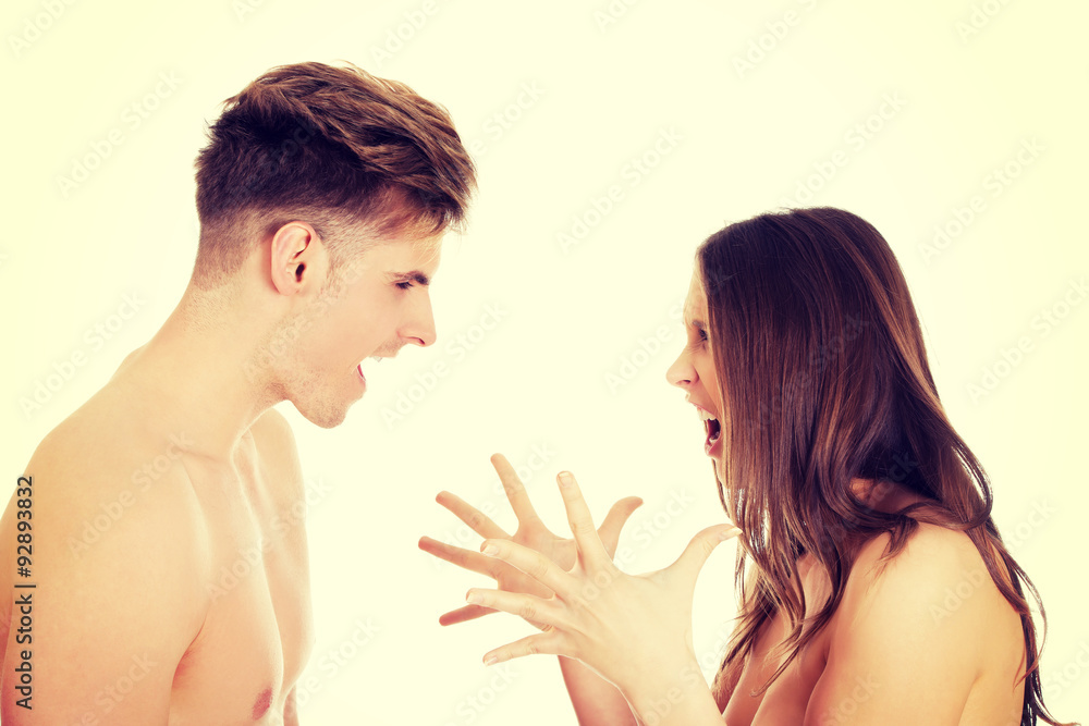 Young couple having an argue.