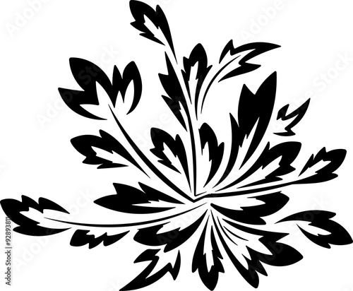Floral pattern decor with branches and leaves.