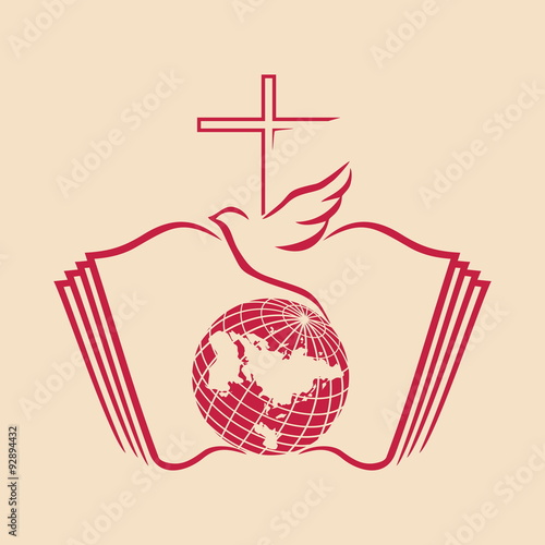 Globe, holy spirit, dove, cross, flame, Pentecost