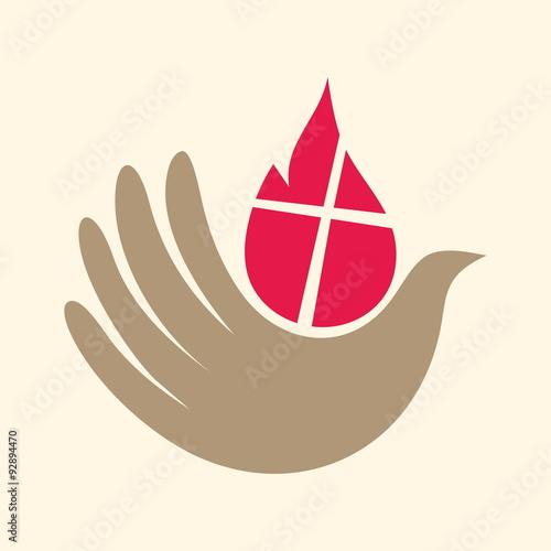 Dove, hand, flame, holy spirit, Pentecost, icon