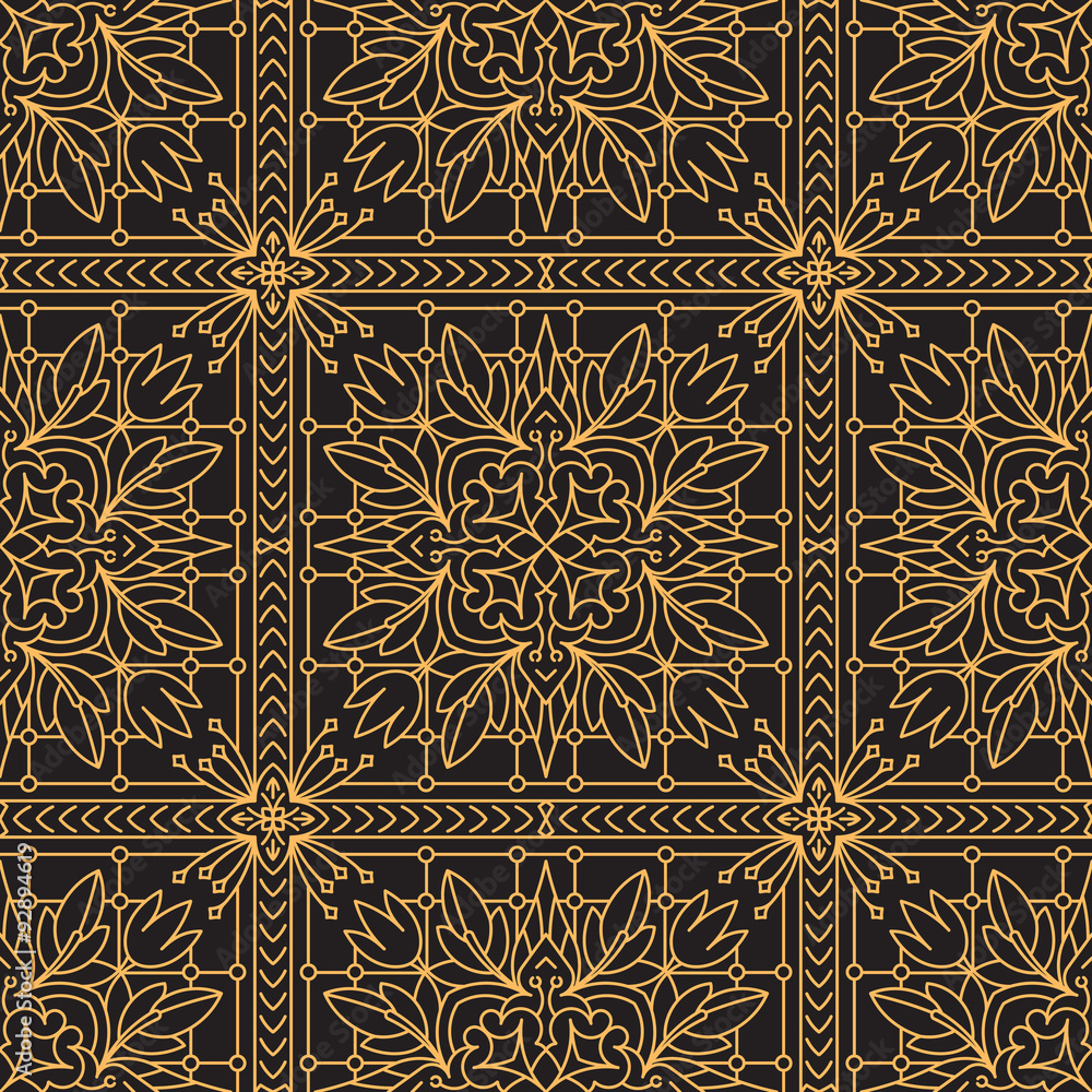 Rich decorated calligraphic outlined stroke seamless pattern in Rich decorated calligraphic outlined stroke seamless pattern in