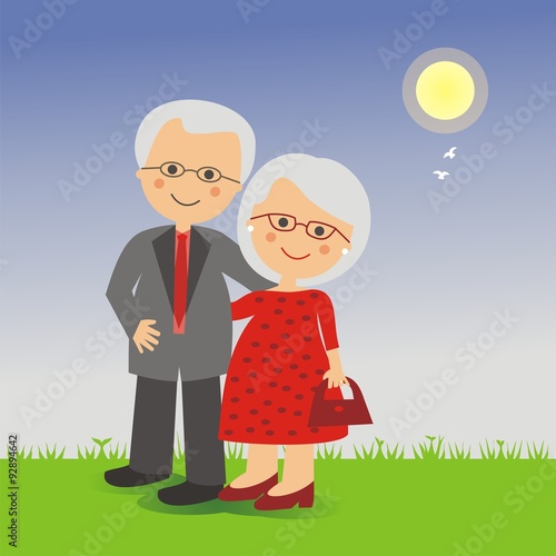 Abuelos de paseo por el campo