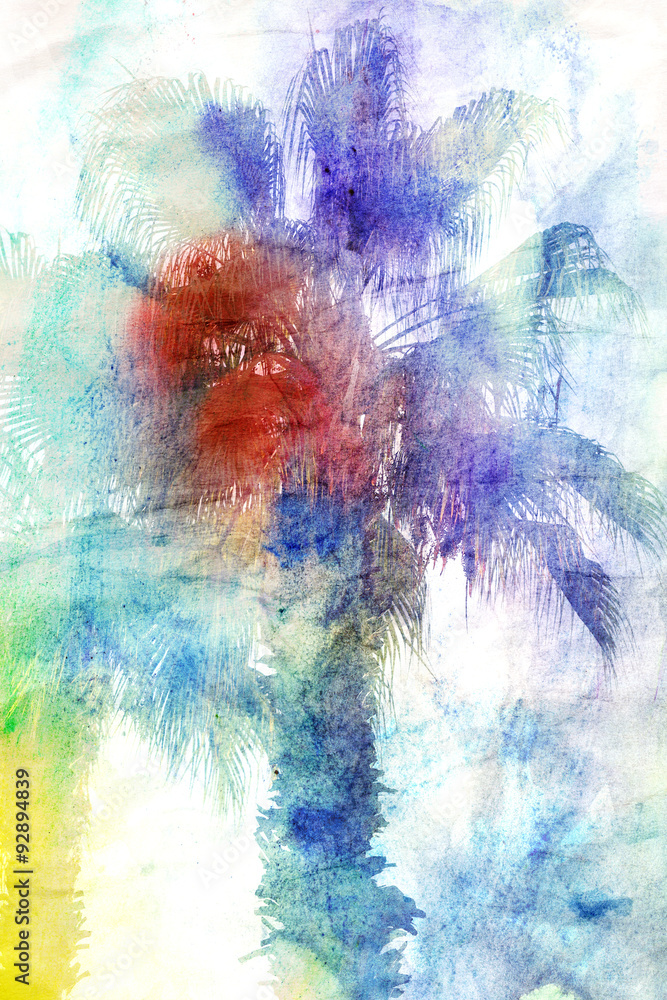 Fototapeta premium Beautiful watercolor palm trees