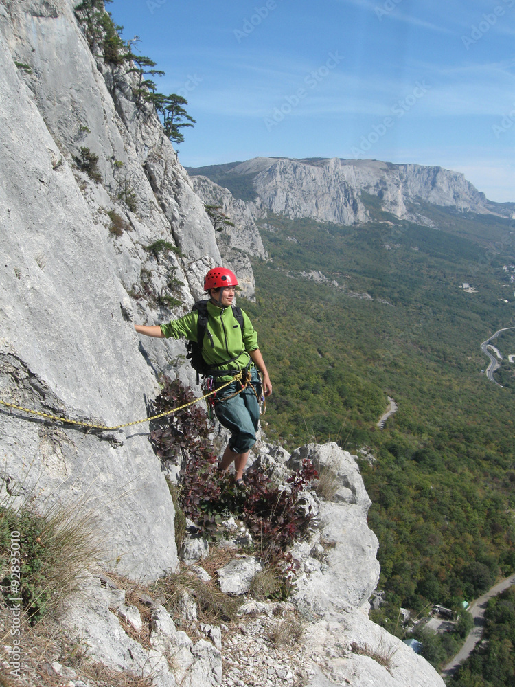  alpinist enjoying a mountain view