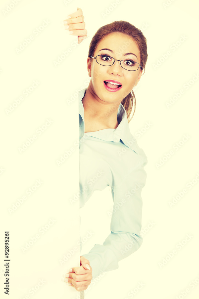 Business woman presenting your product. Business woman presenting your product.
