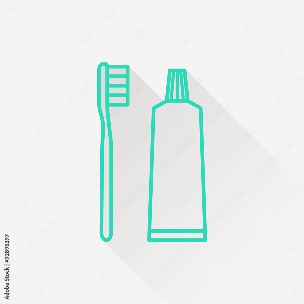 Fototapeta premium Toothbrush and toothpaste icon