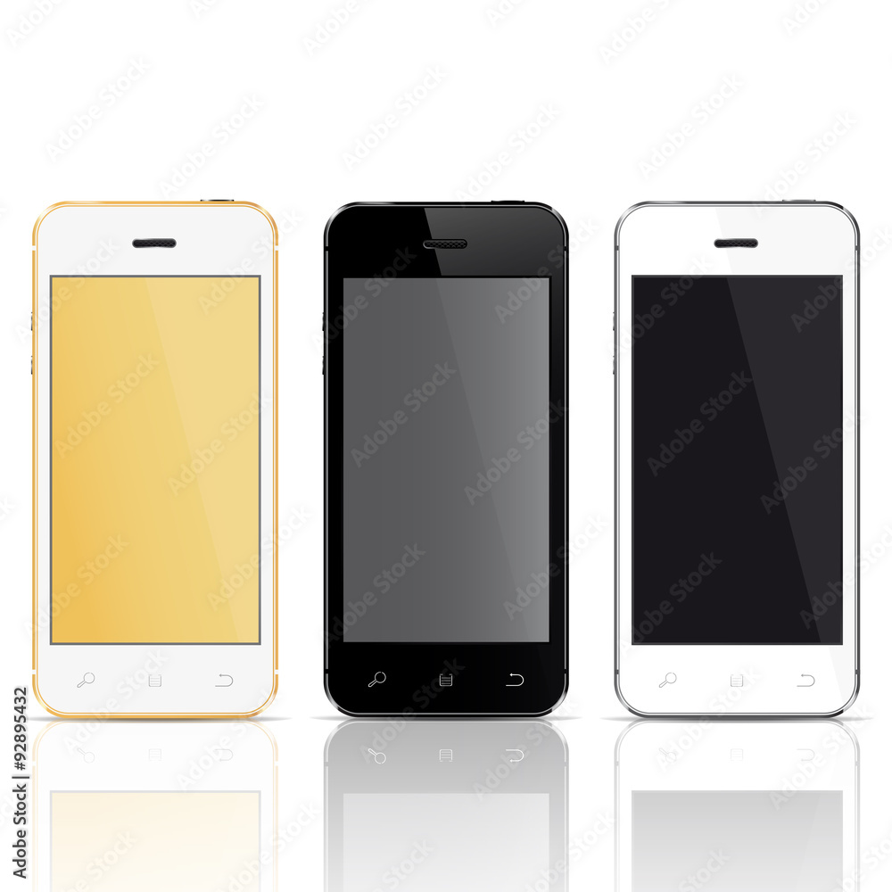 Realistic vector smart phones isolated on white background Realistic vector smart phones isolated on white background
