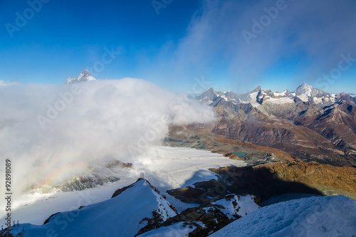 Matterhorn peak above clouds