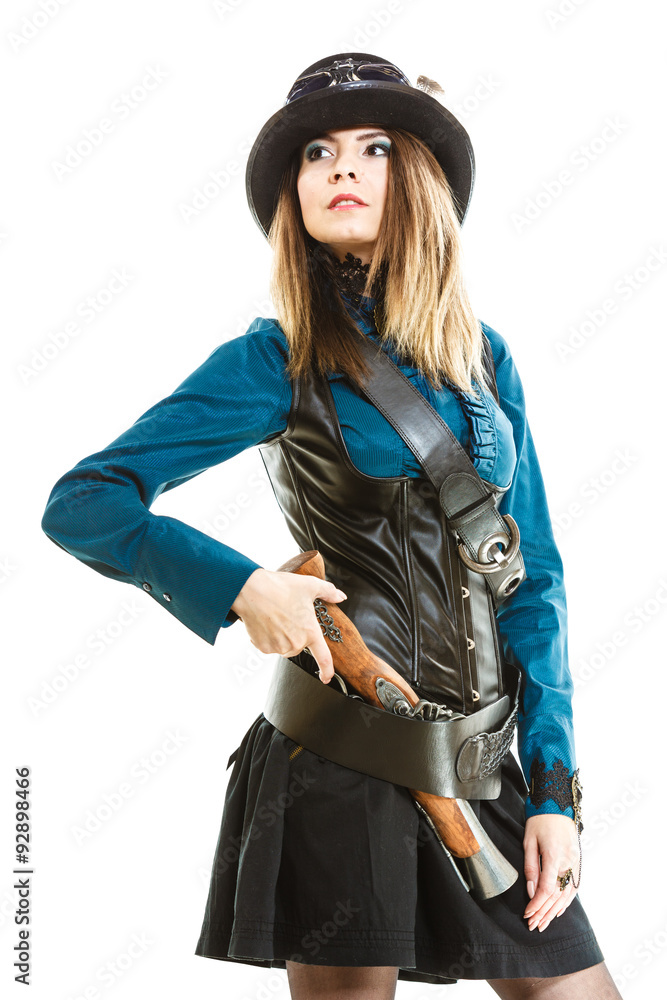 Fototapeta premium Cool girl in steampunk style.