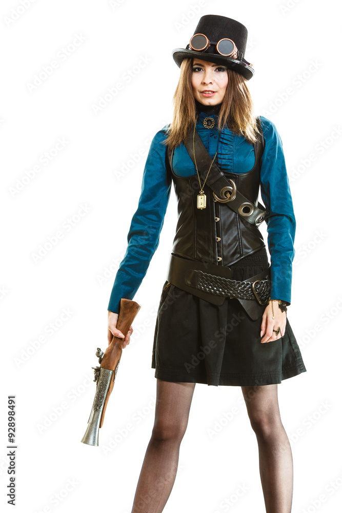 Steampunk girl with gun Steampunk girl with gun