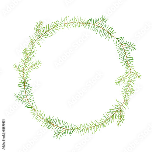 Green watercolor frame pine branches