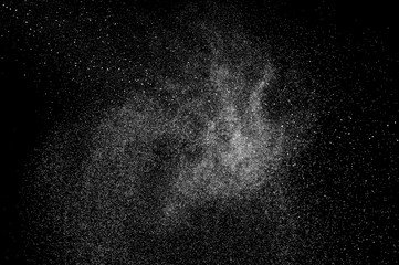Water spray splash with droplets on black background
