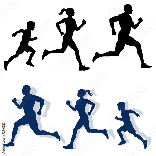 family jogging silhouettes