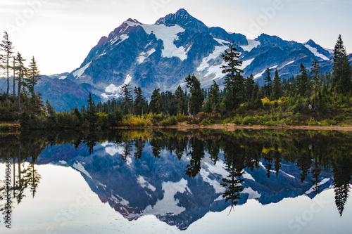 Mountain Lake Sunrise Reflection photo