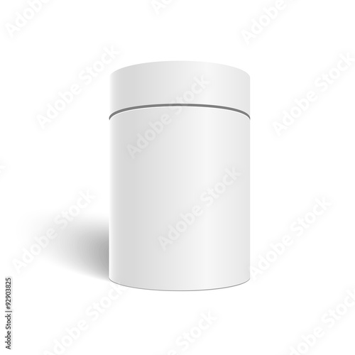 White 3D Vector Cylinder Isolated on White Background. Tea Cofee