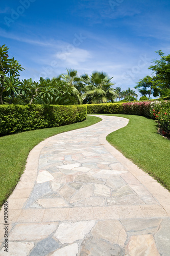 Curved stone footpath in a garden