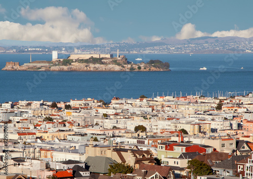 View from above of San Francisco and Alcatraz island