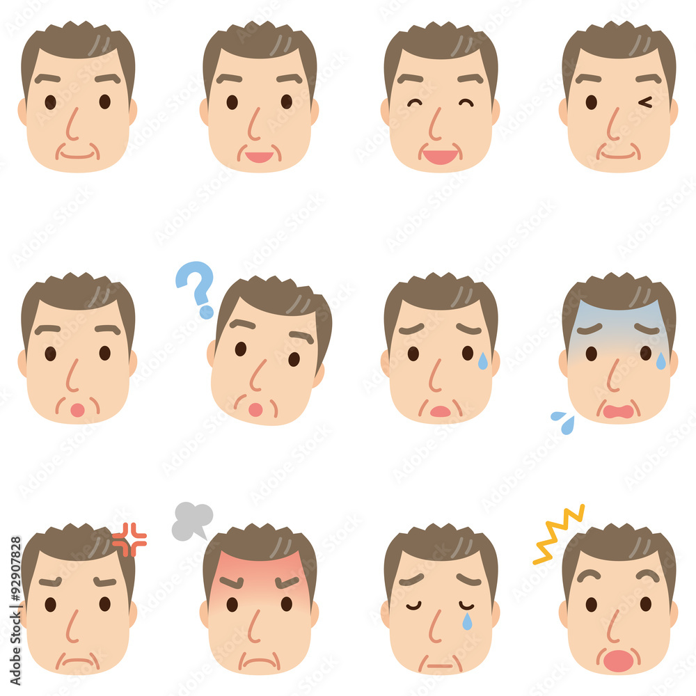 中年男性の表情 顔アイコン 中年男性の表情 顔アイコン