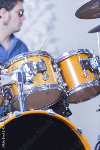 drum set and drummer