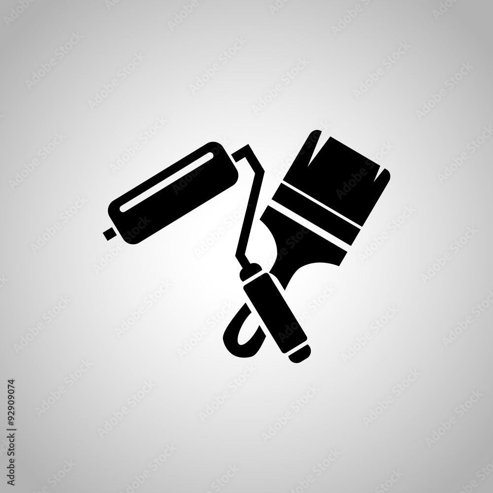 Roller and brush icon Roller and brush icon