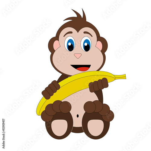 Fototapeta Naklejka Na Ścianę i Meble -  Happy monkey with banana isolated on white background