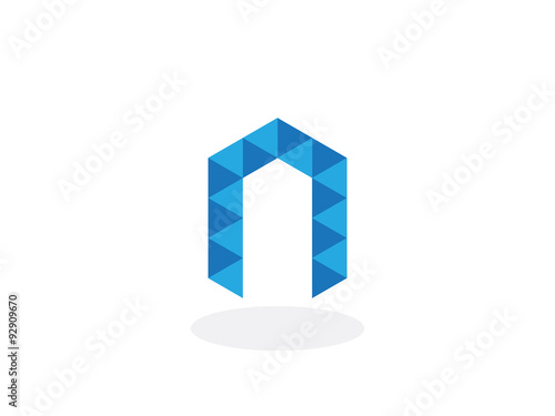 N Letter Blue Geometric Logo