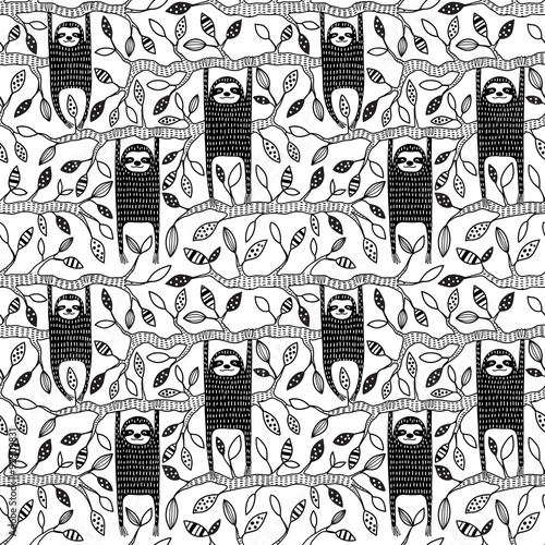 Sloths seamless pattern