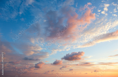 Fototapeta Naklejka Na Ścianę i Meble -  Gentle Sky Background at Sunset time, natural colors, may use