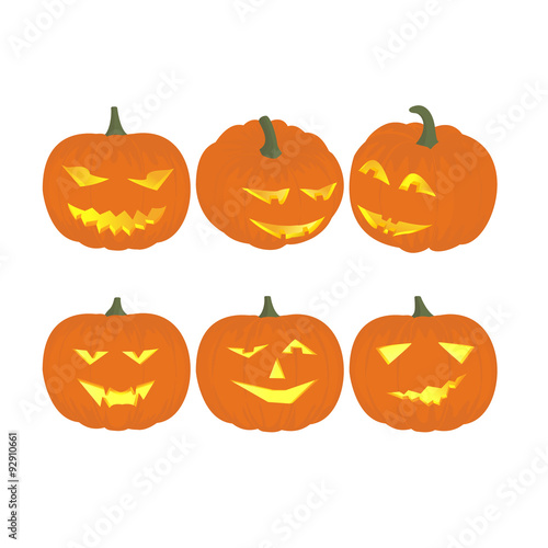 Set cheerful funny and angry pumpkins at Halloween.