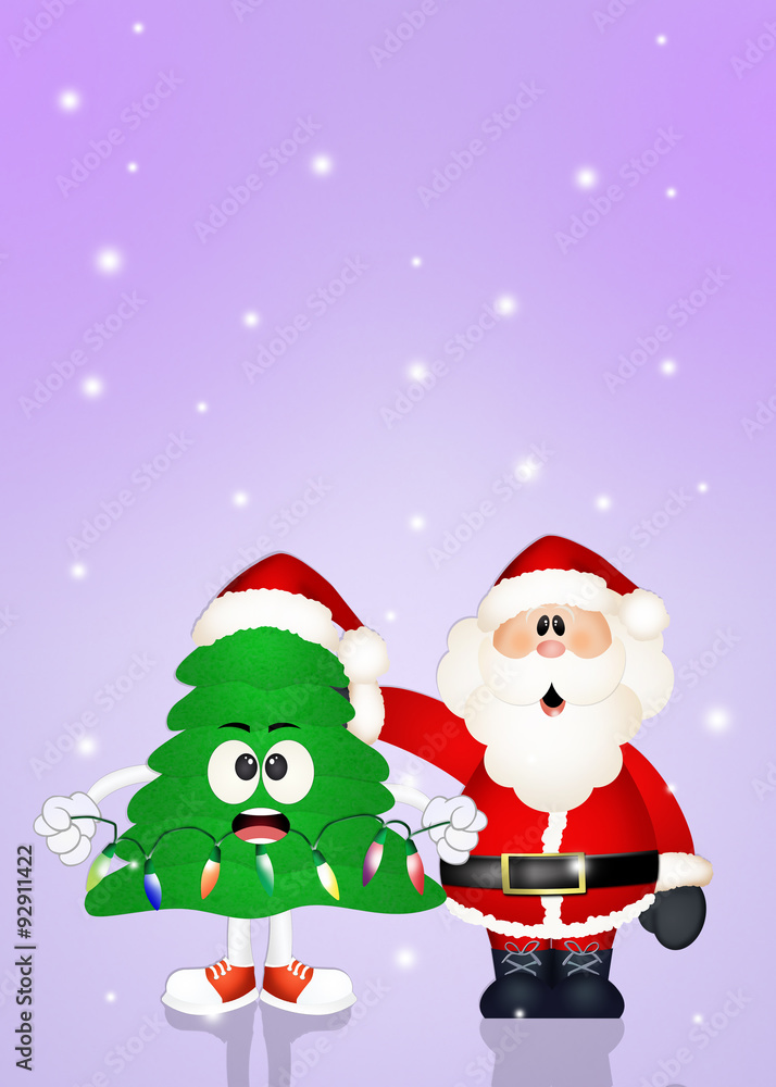 Christmas tree and Santa Claus