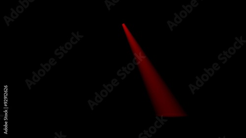 Oblique red cone light on black obscure background