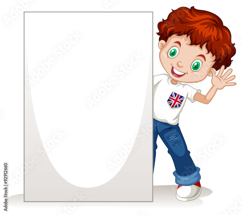 Little boy holding blank sign