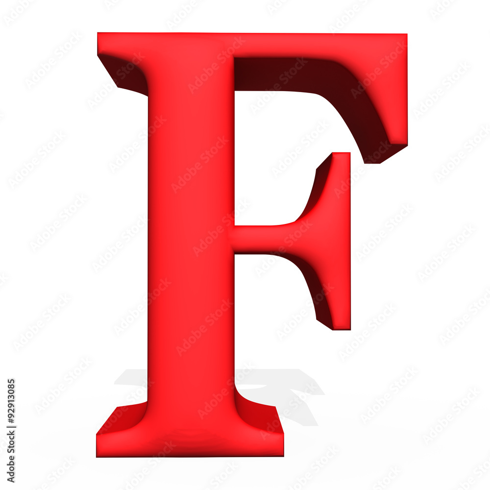 Red 3d rendering letter F isolated on white background Red 3d rendering letter F isolated on white background