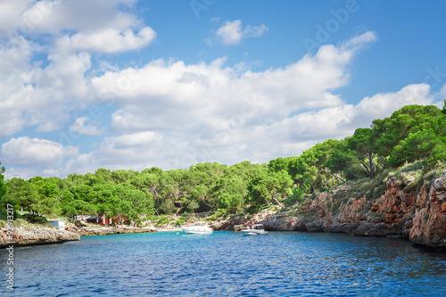 Beautiful beach bay azure sea water. Majorca island, Spain