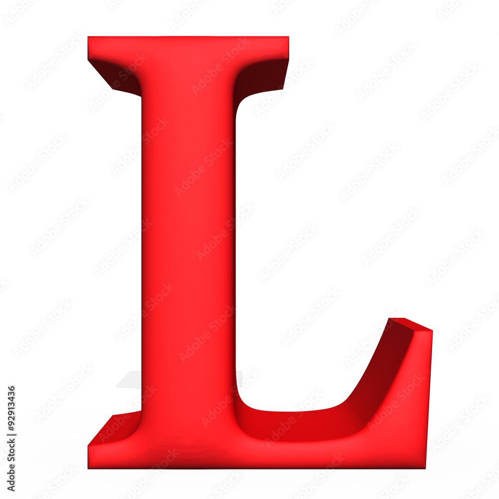 Red 3d rendering letter L isolated on white background Red 3d rendering letter L isolated on white background