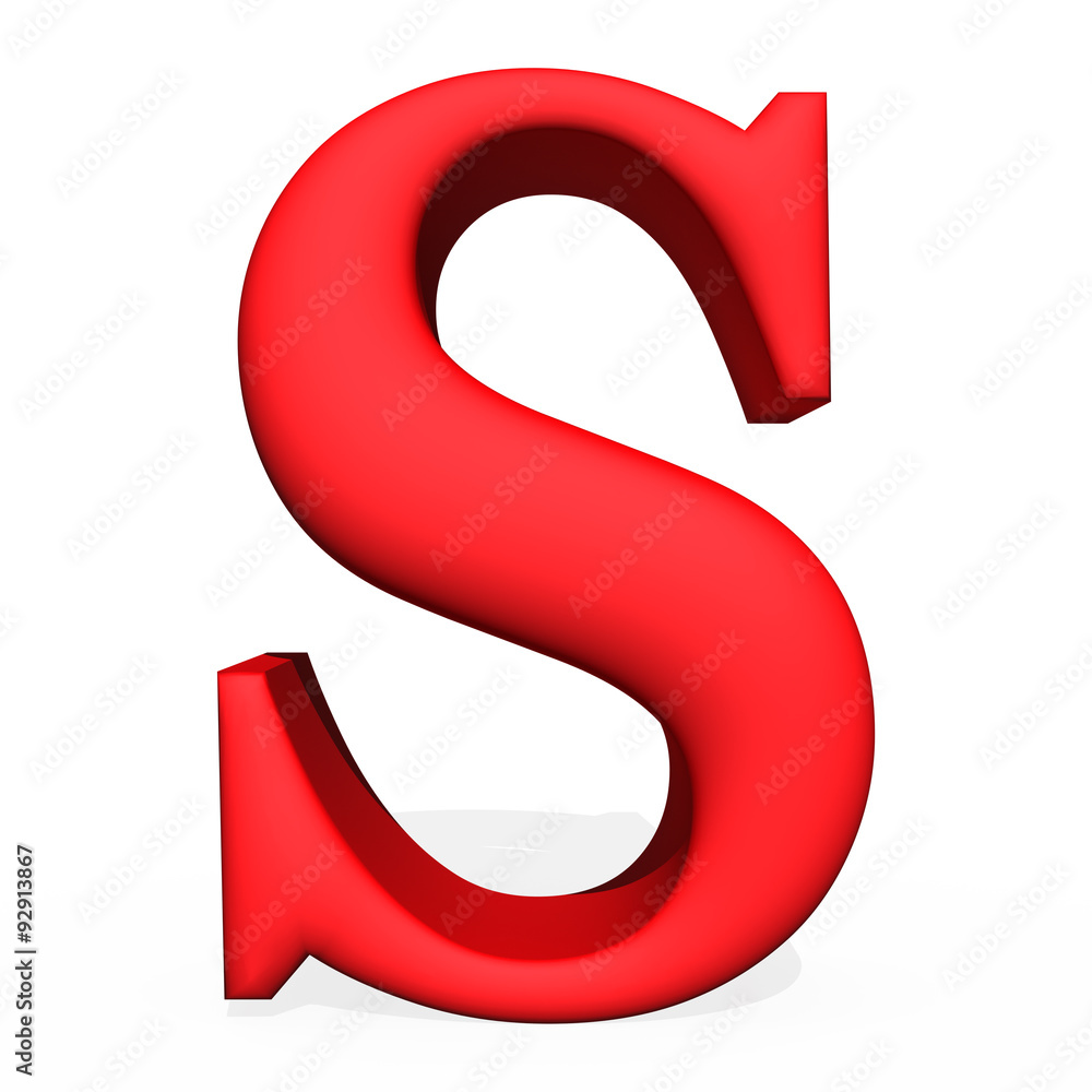 Red 3d rendering letter S isolated on white background Red 3d rendering letter S isolated on white background