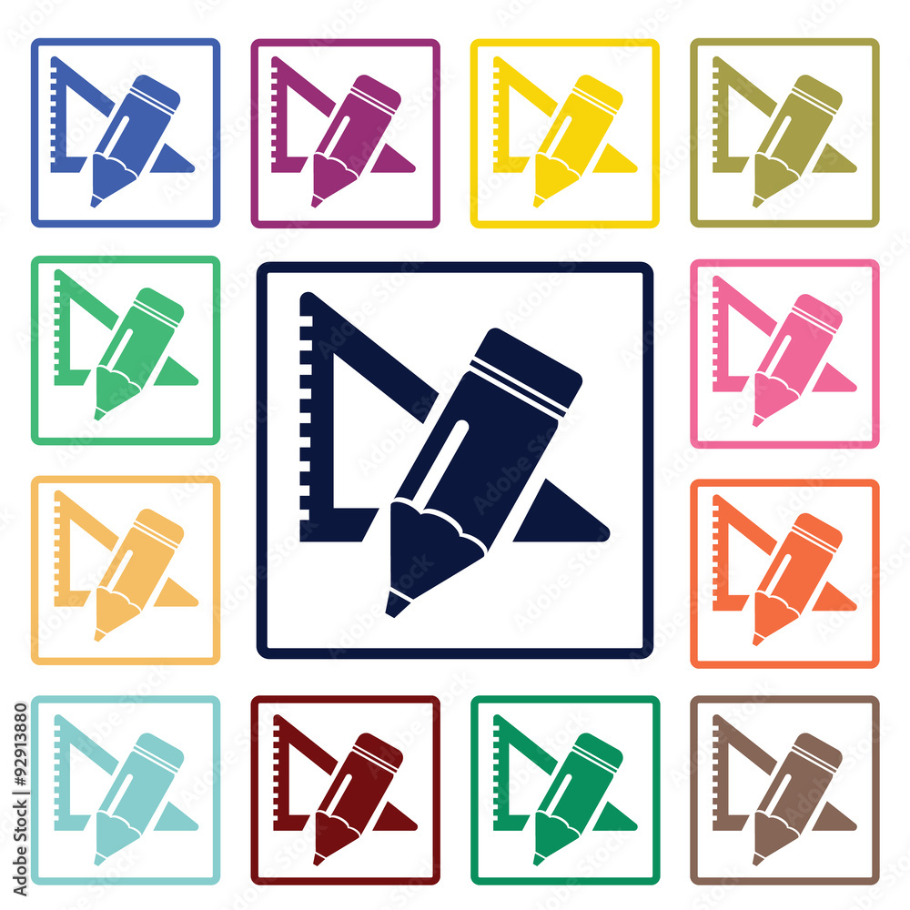 Pencil and ruler icon Pencil and ruler icon