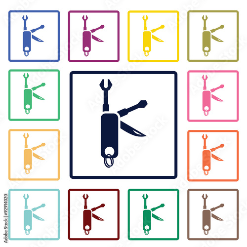 Compact set of construction tools icon