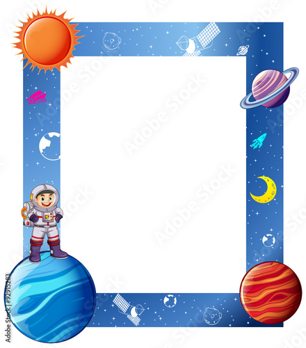 Border with astronaut and solar system