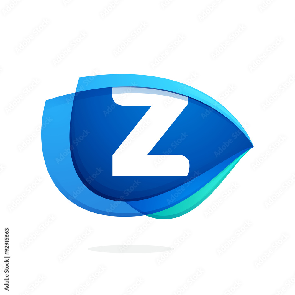 Z letter logo with blue wing or eye. Z letter logo with blue wing or eye.