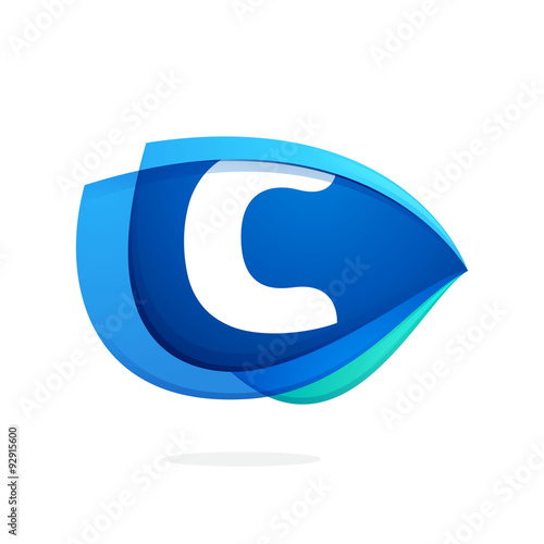 C letter logo with blue wing or eye.