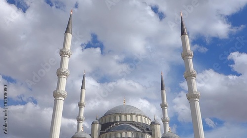 The Azan, a call to the prayer, in Kocatepe Mosque in Ankara Turkey
