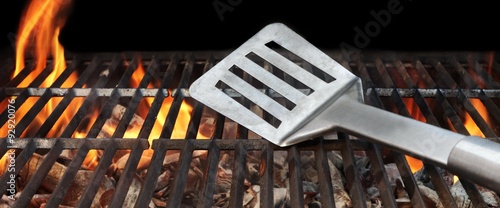 Hot BBQ Grill Tools In The Flame