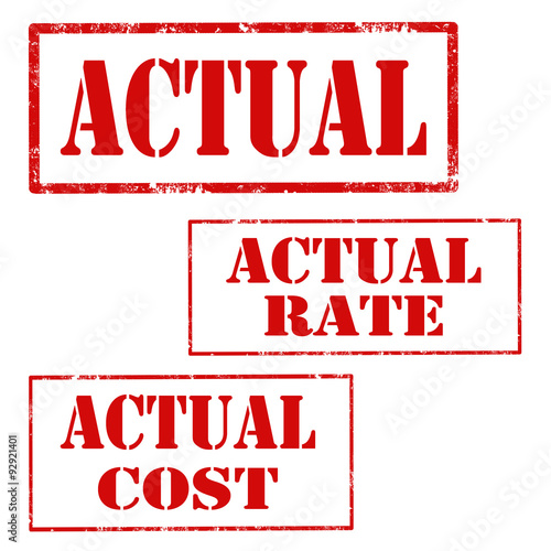 Set of stamps with text Actual,Actual Rate end Actual Cost,vector illustration