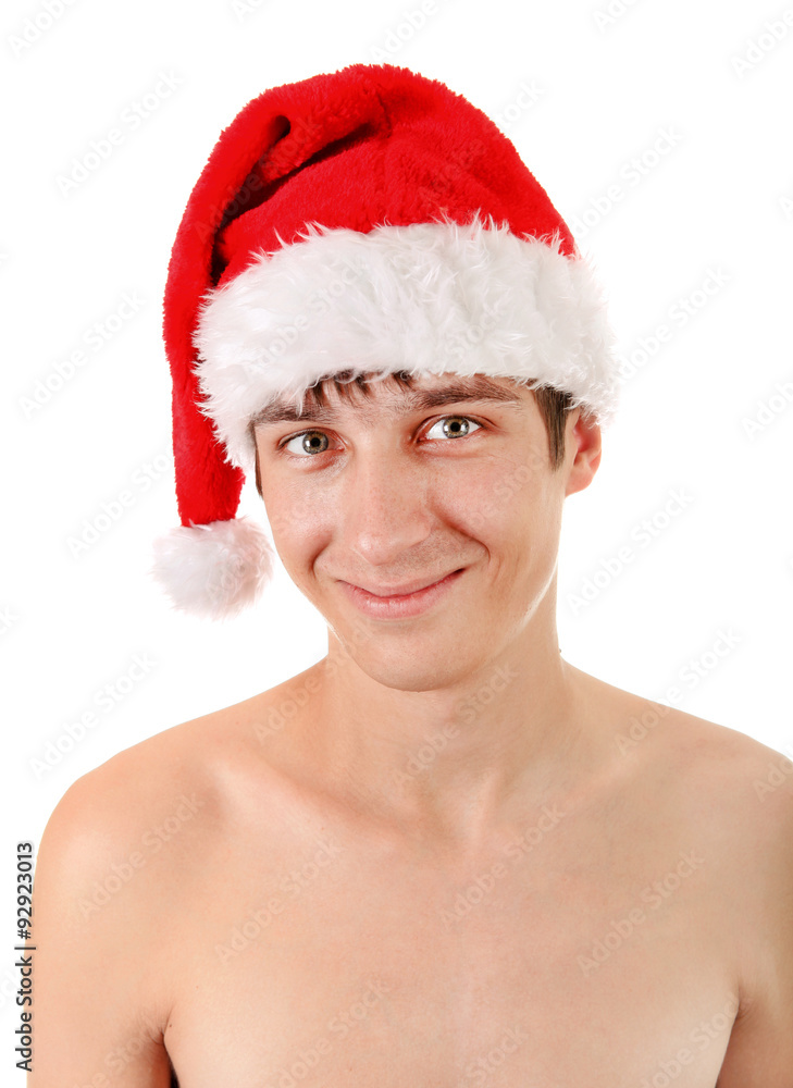 Young Man in Santa Hat Young Man in Santa Hat